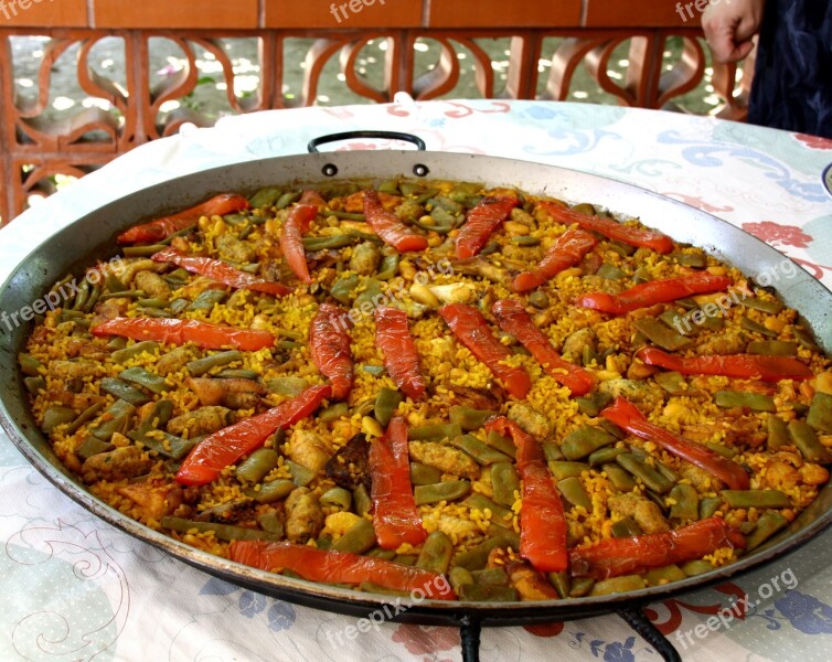 Paella Kitchen Rice Traditional Dish Vegetables