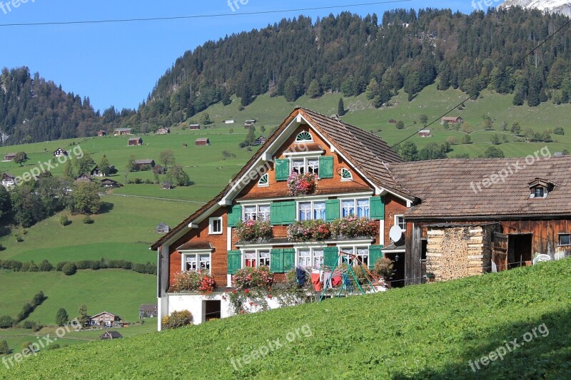 Chalet Mountain Alps Switzerland Nature