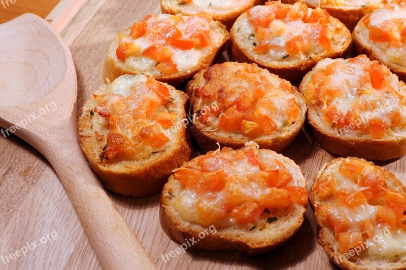 Bruschetta Tomatoes Fresh Eat Cheese