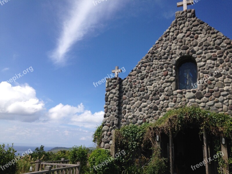 Stone Church Blue Sky Travel Philippines Free Photos