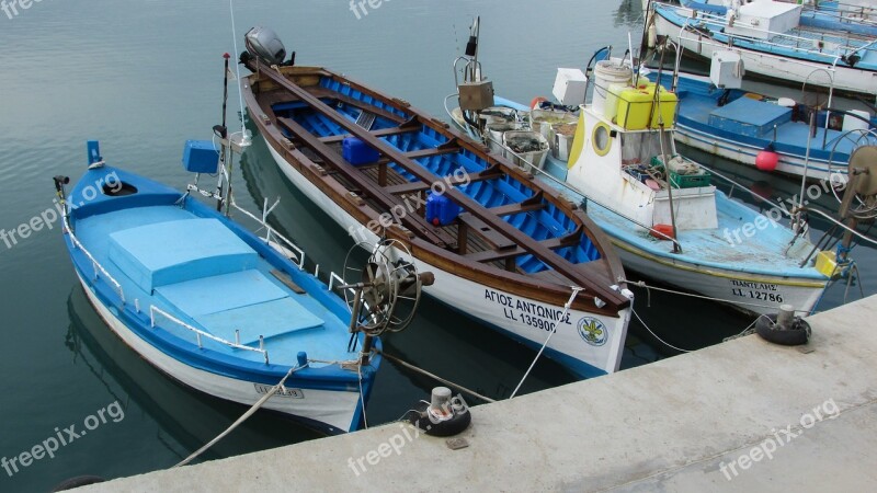 Cyprus Paralimni Ayia Triada Fishing Harbour Boats