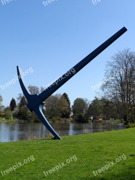 Pickaxe Sculpture Documenta Kassel Fulda Shore