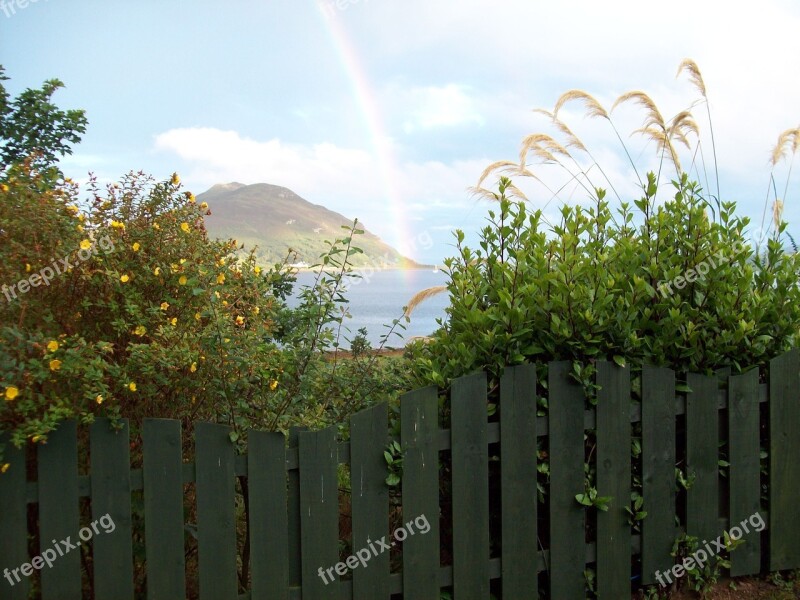 Scene Rainbow Fence Sky Scenic