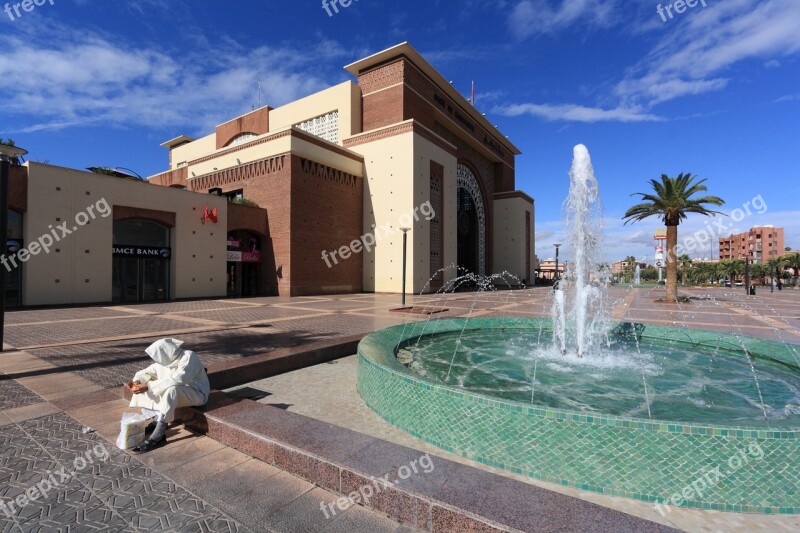 Morocco Marrakech Station Railway Fountain