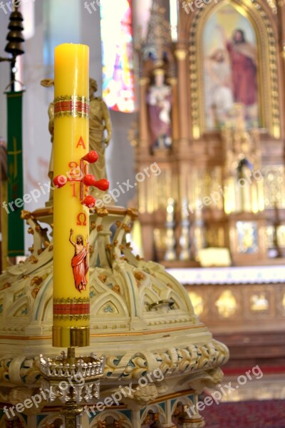 The Candle Baptism Font Church Religion