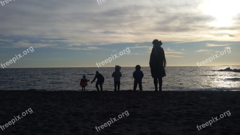 Sunset Mama Backlight Sea Almeria