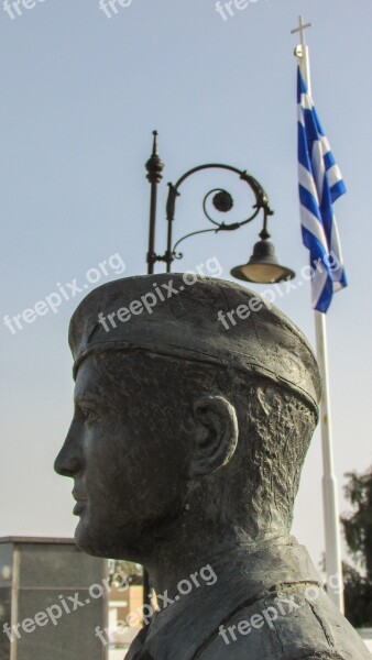 Cyprus Liopetri Bust Monument Soldier