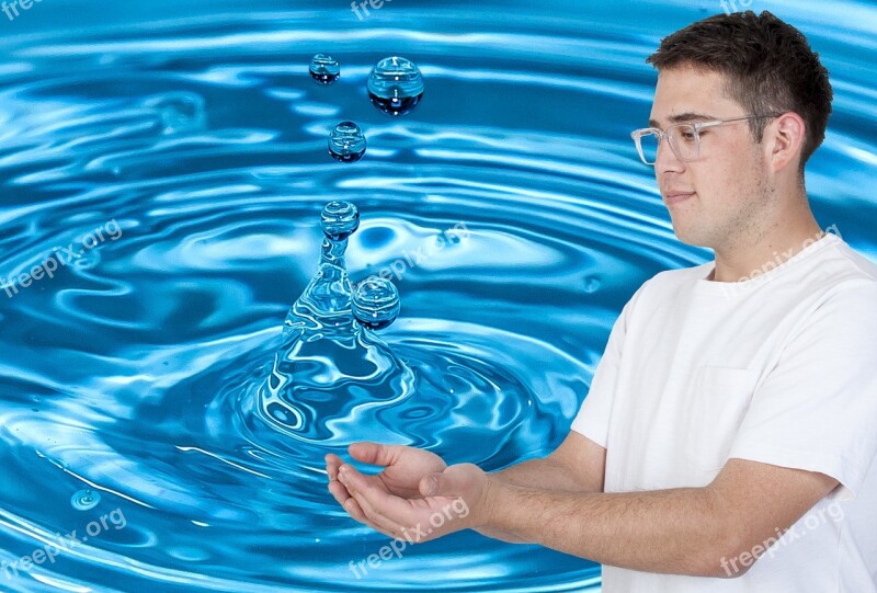 Hispanic Male Gladly Catching Water