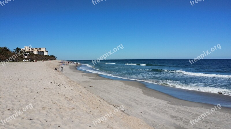 Florida Beach Jupiter Beach Waves Sand