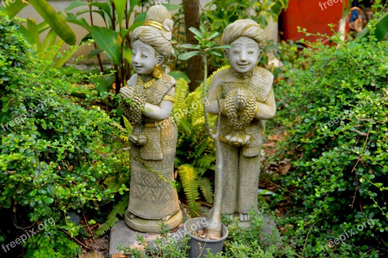 Pair Statues Garden Sculpture Ancient