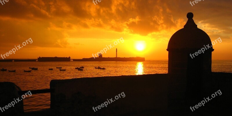 Cadiz Tourism Sea Sunset Sun