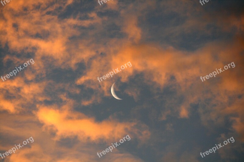 Moon Clouds Dusk Night Sky