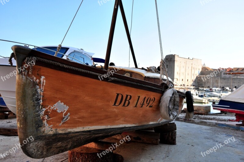 Dubrovnik Old Town Old Harbour Boat Croatia