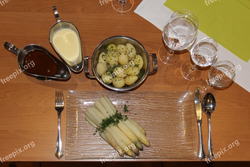 Asparagus Asparagus Dish Potatoes Butter Hollandaise