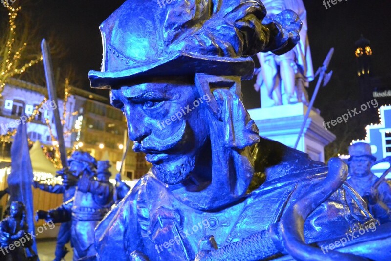 Amsterdam Vigil Rembrandt Sculpture Blue