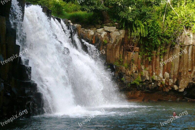 Waterfall Mauritius Tropics Jungle Free Photos