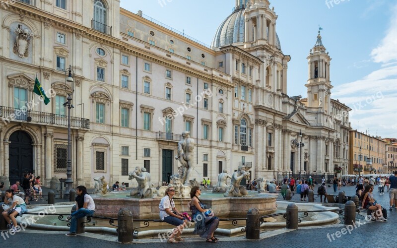 Palazzo Pamphili Piazza Navona Moor Fountain Rome Italy