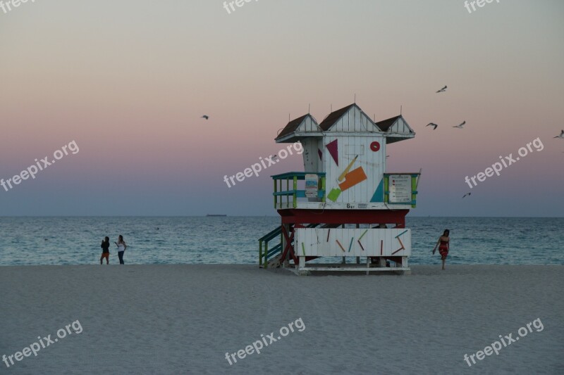 Miami Sunset Evening Dusk Water