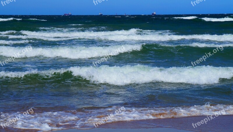 Landscape View The Baltic Sea The Waves Water