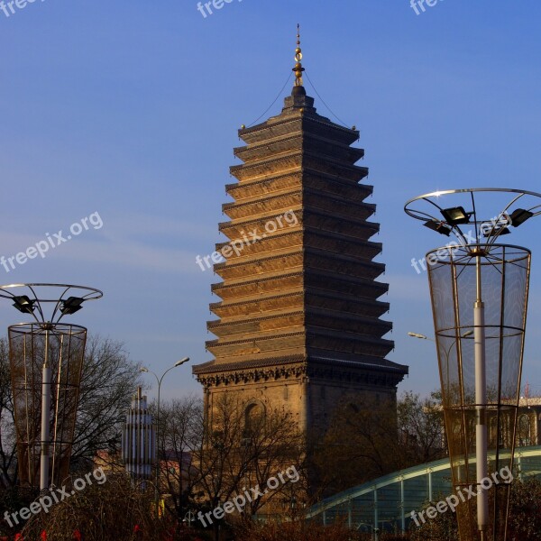 Ancient Tower Pagoda Namtha Liaoning Province The Morning Sun