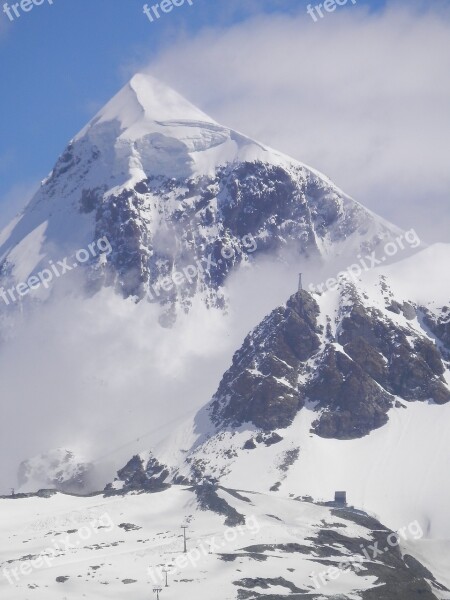 Close A Mont Blanc Mountain The Snow