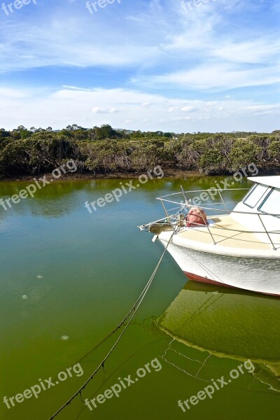 Boat Moored Tranquil Vessel Mooring