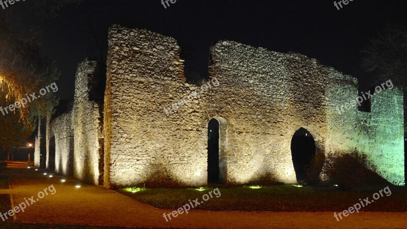 Evening Landscape Castle Ruins Lights Romanticism Free Photos