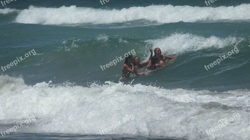 Beach Girls Surf Sea Ocean