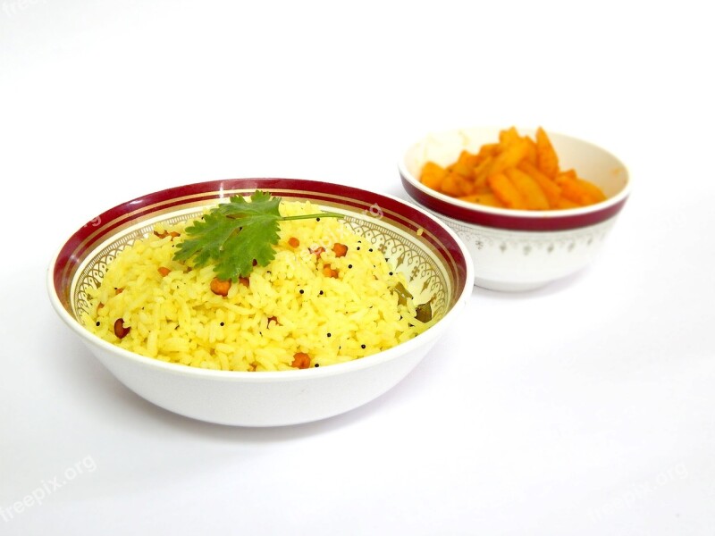 Lemon Rice Meal Potato Fry Lunch Cooking