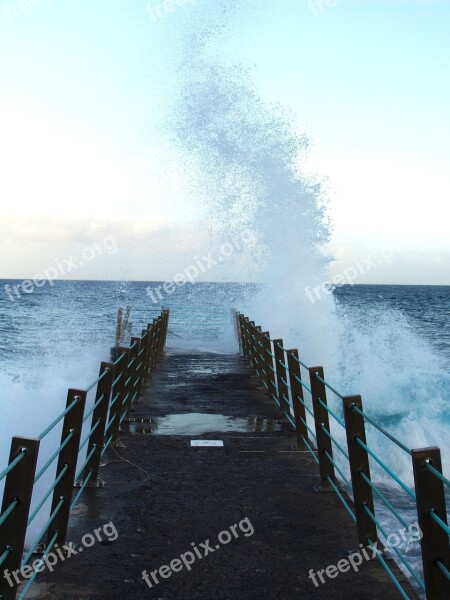 Water Sea Coastline Storm Splash