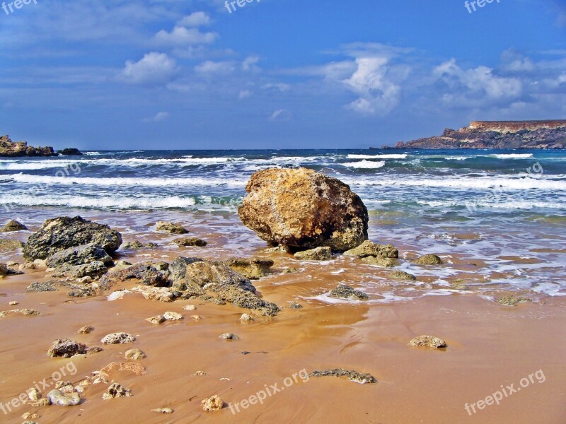 Beach Background Ocean Sand Pebbles