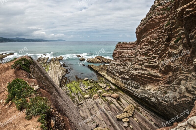 Cliff Rocks Blue Landscape Nature