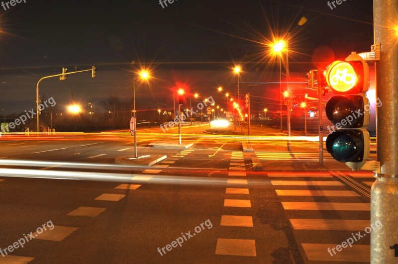 Night The Semaphore Light Transport Road