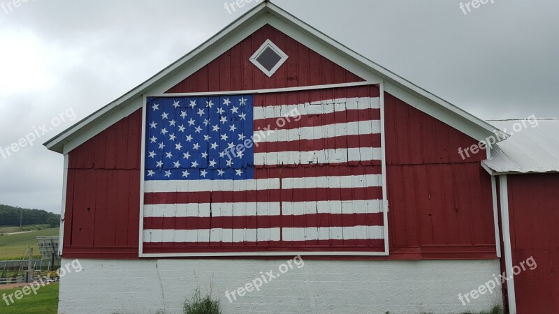 Usa Flag Barn Red Vintage Old