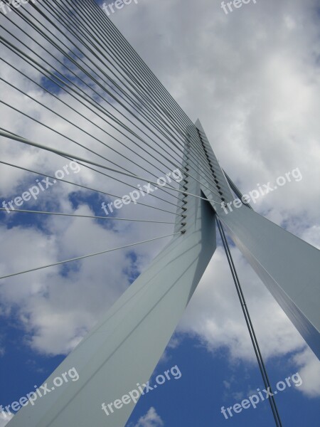 Erasmus Bridge Clouds Sky Rotterdam Free Photos