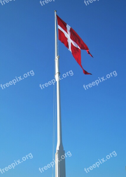 Danish Flag Flagpole Geflaggt Denmark Danish