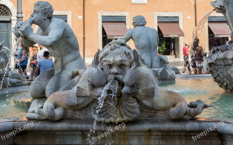 Rome Moor Fountain Piazza Navona Italy Free Photos