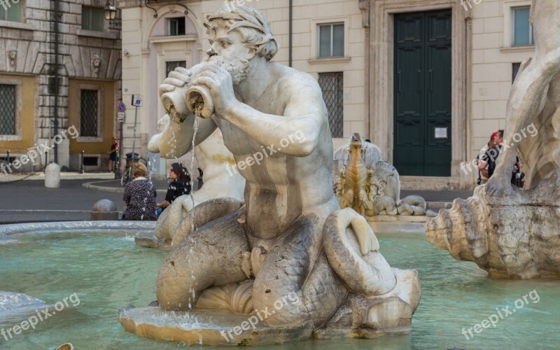 Rome Moor Fountain Piazza Navona Italy Free Photos