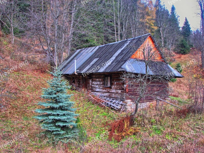 Cottage Hut Mountains Autumn Confused