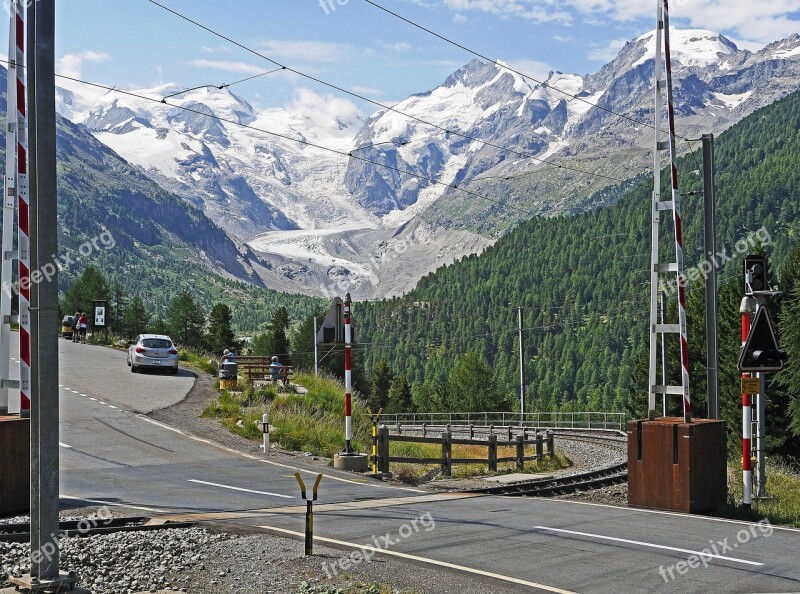 Bernina Massively Bernina Pass Bernina Railway Trasse Curve