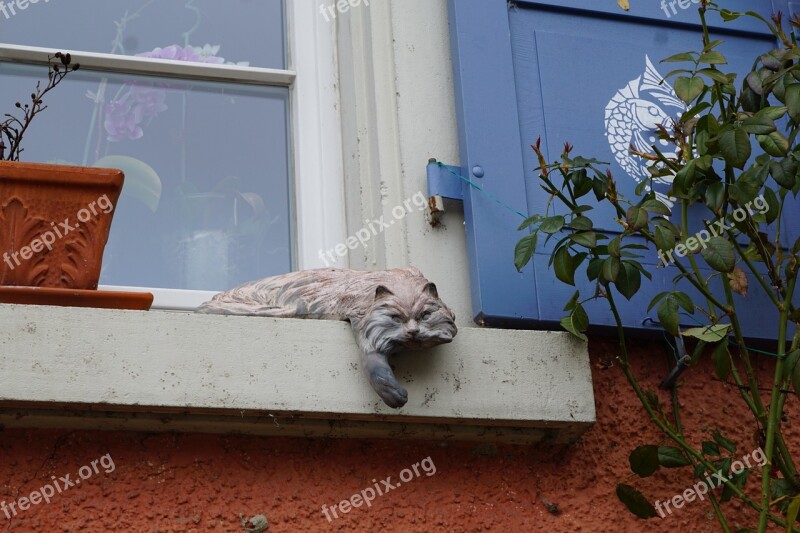 Cat Window Figure Statue House