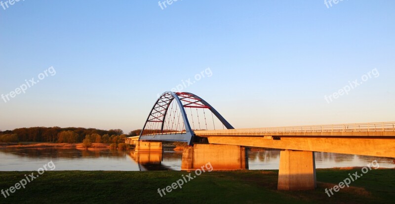 Elbe Bridge Elbe Dömitz River Bank