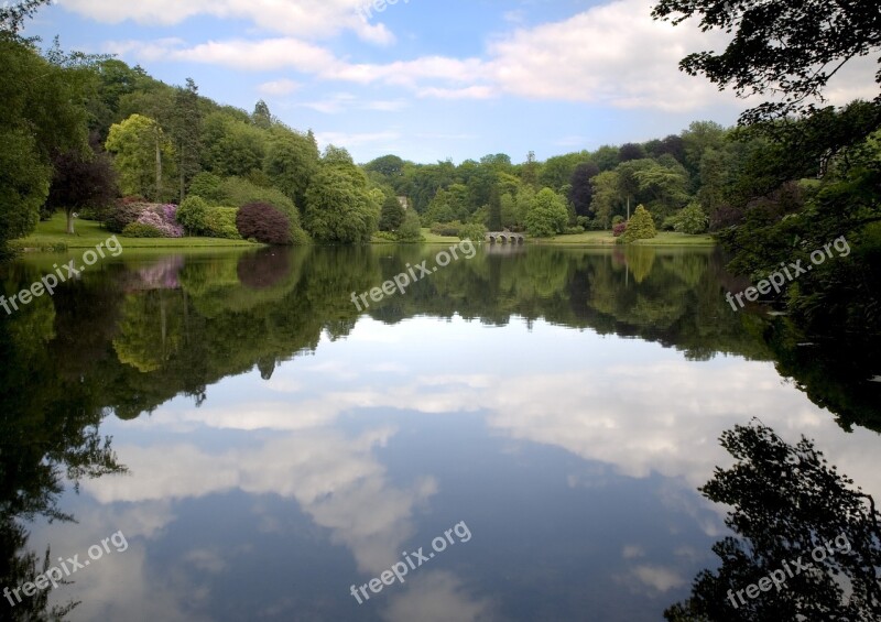 Stourhead Lake Reflections Landscaped Gardens Nature Lake