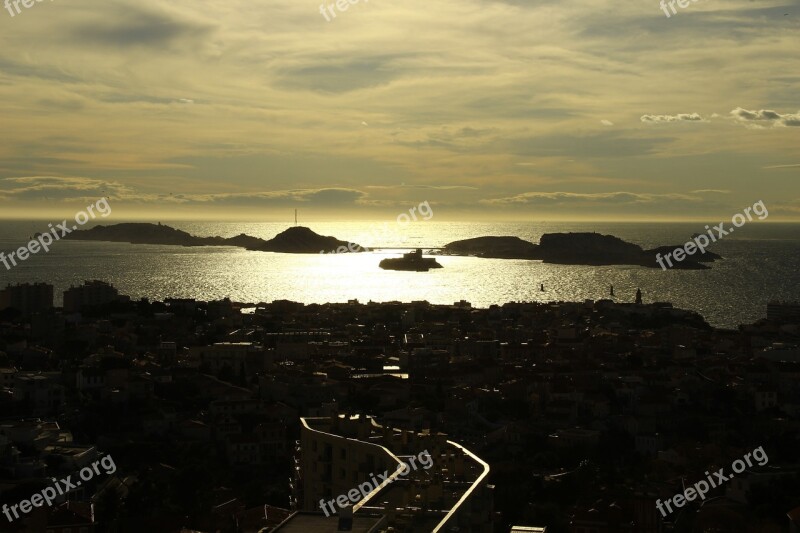 Marseille Sunset Reflections On The Water Twilight Sea