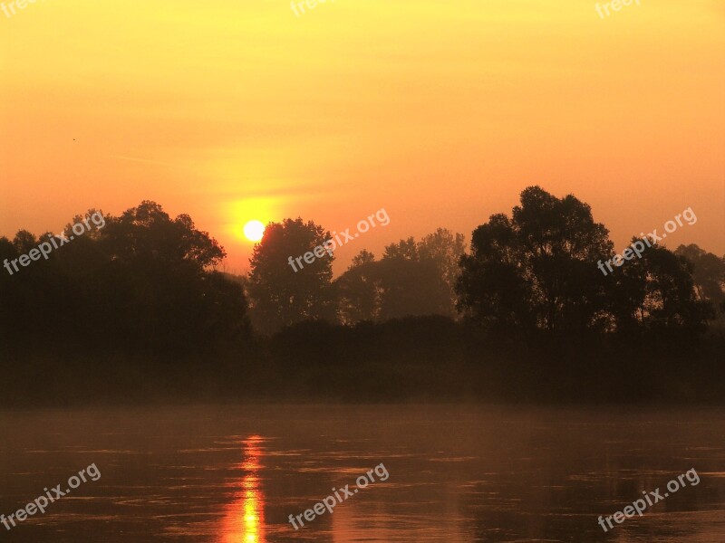 Winter Landscape Sunset Colors Nightfall Night Lights