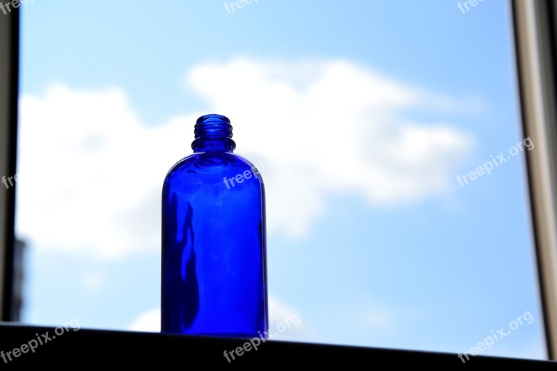 Window Blue Bottle Blue Cloud Sky