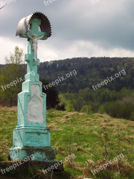 Chapel Cross Sculpture Mountains The Tradition Of