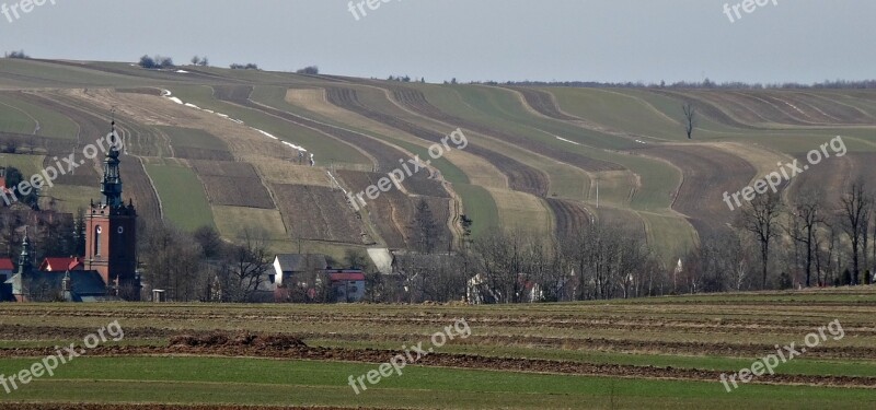 Fields Landscape Village Agriculture Poland