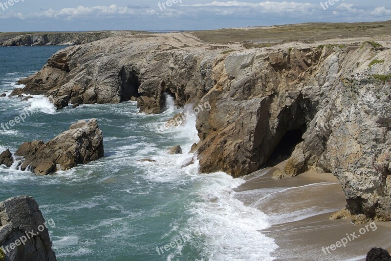 Brittany France Cliffs Rocks Beach