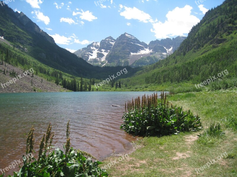 Maroon Bells Nature Mountains Aspen Landscape